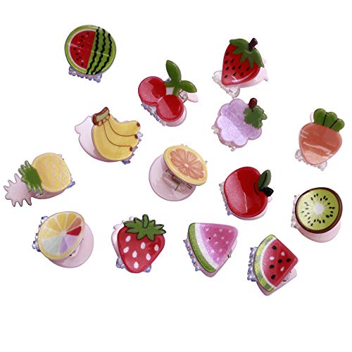 12pcs mini children girls plastic hair clips Kids claw gift Random 12 fruits clips