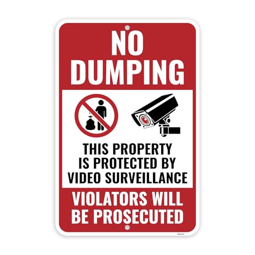 1 placa antidumping, 45,7 x 30,5 cm - alumínio - placa de vigilância de vídeo de propriedade privada