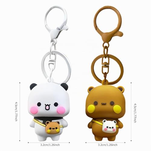 JXAXD Lot De 2 Porte-Clés Bubu Dudu, Porte Cles Bubu Et Dudu, Porte Clé Panda,Porte Clé Couple, Porte Cle Kawaii, Porte-Clés Mignon Pour Femme, Sac À Dos, Clés De Voiture, Cadeau – vue 2