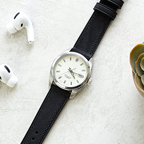 Benchmark Quick Release Leather Watch Band - Premium Italian Full Grain Leather Watch Straps for Men & Women (18mm, Black) by Benchmark Basics - Used condition - Image 2