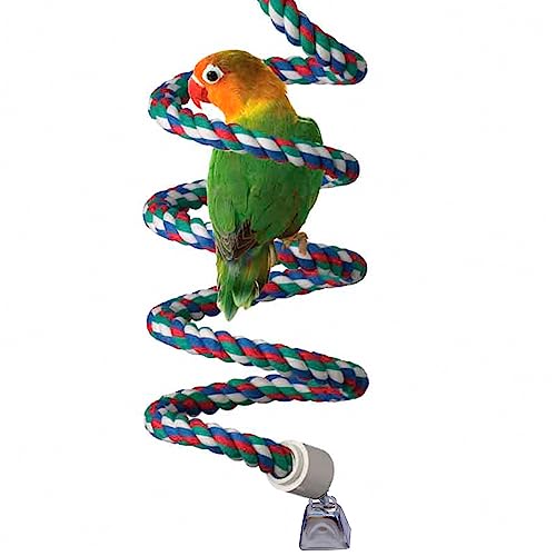 Super Bird Creations SB323 Small Bungee Bird Toy - Rope Perch for Canary, Parakeets, Cockatiels, Finch, Lovebirds - Colorful Hanging Perch - Enriching Bungee Toy for Small Birds & in Bird Cages