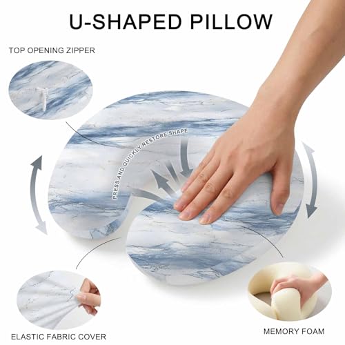 Almohada de espuma viscoelástica para cuello azul 29x29x10 cm miniatura 5