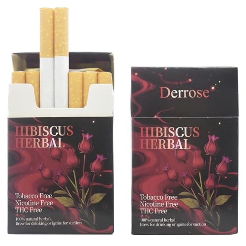 Derrose® Hibiscus Herbal Cigarettes, Nicotine & Tobacco Free Smokeless Inhalers to Help Quit Smoking, 2 Packs (40 Sticks Total)