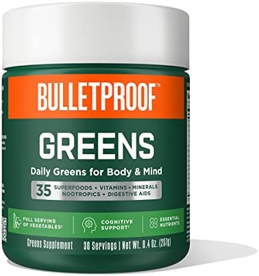 Bulletproof Greens, 8.4 Ounces, Daily Greens Powder with Superfoods and Nootropics