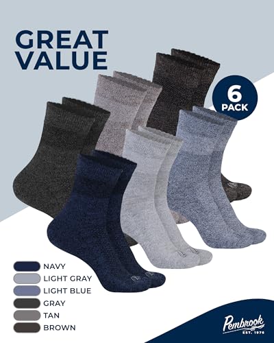 Image of Pembrook Bamboo Viscose Diabetic Socks for Women & Men - 6 Pairs | Breathable Wide Non Binding Plus Size Socks | Loose Fit