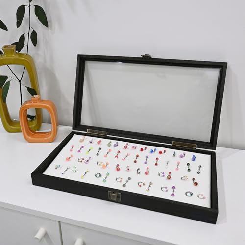 MOOCA Body Jewelry Display Tempered Glass Case with 54 Clips, Black Velvet by MOOCA - Used condition - Image 8