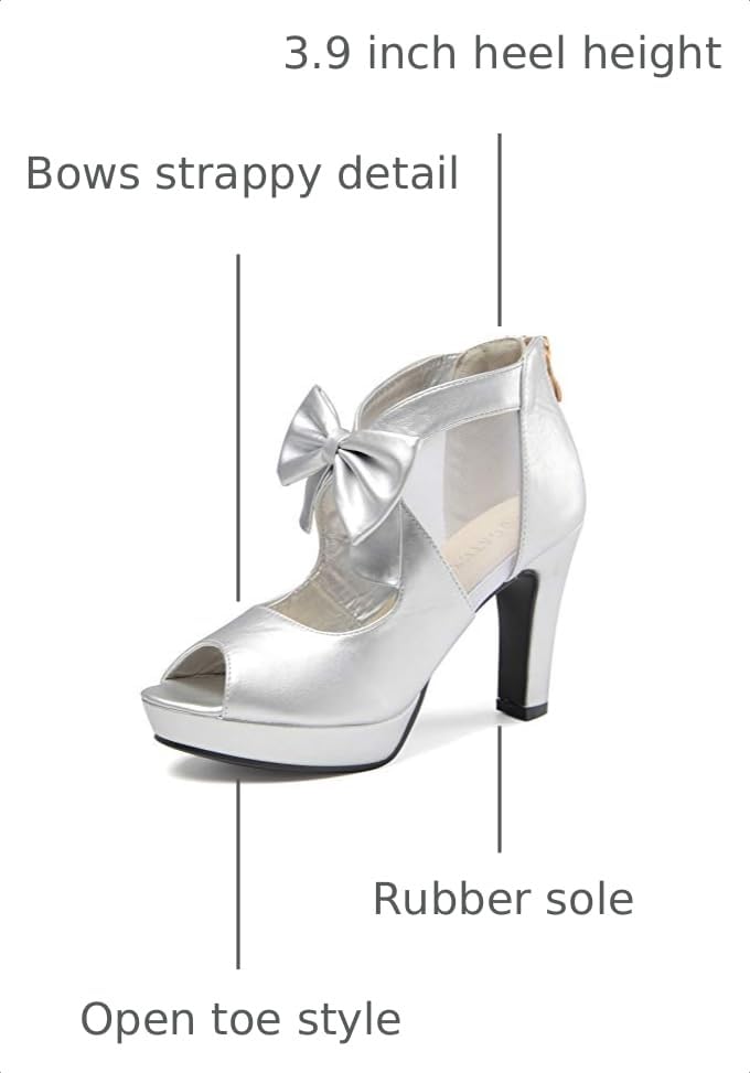Image of GATUXUS Open Toe Women Platform High Heel Shoes Bows Strappy Sandals