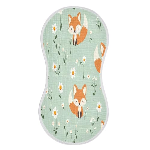 Cartoon Fox Plant Burp Cloths Cotton Baby Washcloths,Large 22x11in Burping Cloth Absorbent and Soft for Newborn Baby Boys and Girls,4 Pack