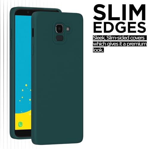 Image of Outlouders Back Cover for Samsung Galaxy J6 2018 | Camera Protection | Durable Soft Matte Silicone Bumper Case (Green)