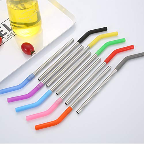 Pailles courbes acier inoxydable buse réutilisables lavables - 5