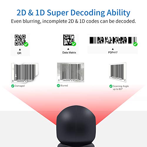 2D QR Barcode Scanner,Symcode Omnidirectional Hands-Free Automatic Barcode Reader for Mobile Payment Computer Screen ScanMeters by symcode - Image 2