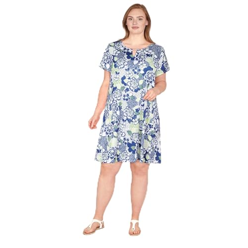 Larky Lark Women's Plus-Size Key Hole T-Shirt Dress in Bold
