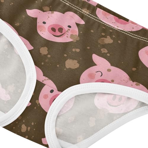 Wusikd Cute Pink Pig Face Girls' Underwear Cotton Brown Girls Briefs Soft Toddler Underwear 2T4