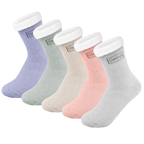 daqoupzi 5 Paires Chaussettes Chaudes Femme, Chaussettes Thermiques Femme, Chaussette Chaude 36-42, Chaussette Hiver femme Convient Comme Cadeau d'anniversaire ou Cadeau de Noël