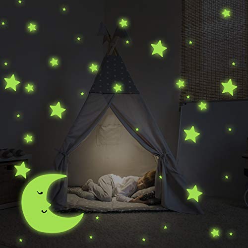 Incutex - 533 estrellas luminosas de estrellas fluorescentes y autoadhesivas para pared