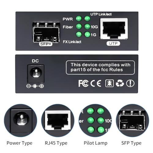 Image of 10G Multi-Gigabit SFP Media Converter, 2 Port Media Converter,1x 100M /1G /2.5G /5G /10GBase-T RJ45 to 1x 10GBase-X SFP+ Slot NDAA & TAA Compliant, Power Adapter and Manual Included