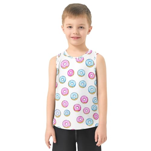 J JOYSAY Iced Donut Food White Boys Tank Top Sleeveless Muscle Shirts Quick Dry Kids T-Shirts 3-15T2