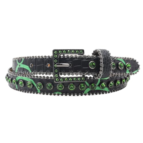 Ceinture western en relief motif crocodile femme sangle cloutée