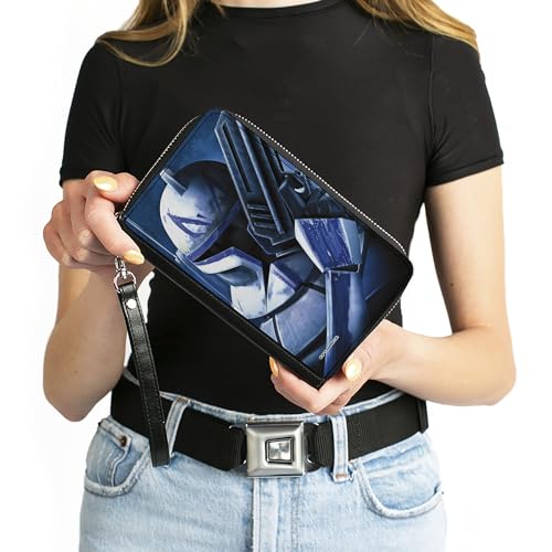 Buckle-Down Women's PU Zip Around Wallet Rectangle-Star Wars Clone Captain Rex, 7.5"x4.5"4