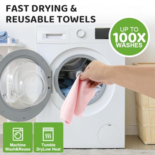 Image of HASTHIP 50 Pack Microfiber Cleaning Cloth Pre-Cut Tear Away Microfiber Cleaning Cloth Roll Cleaning Cloths and Wipes Dusting Cloth Highly Absorbent Reusable Multipurpose Cleaning Cloth Roll 25x25cm