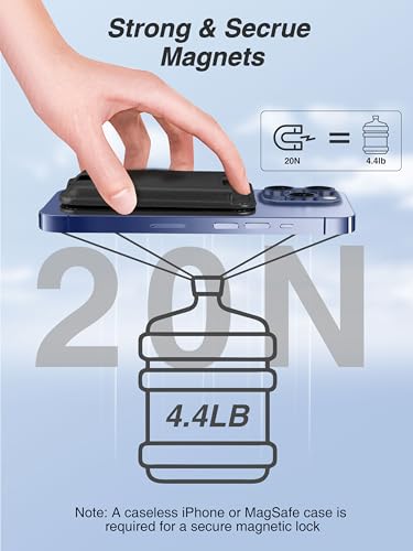 TopMade for Magsafe Wallet, Strongest Magnetic Phone Wallet for iPhone 17, iPhone 16/15/14/13/12 Series, Leather Magnetic Card Holder with Powerful Magnets, RFID Blocking, Fit 6 Cards, Black — view 2