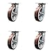 Heavy Duty Large Top Plate Polyurethane on Polyolefin Swivel Caster w/Main. Free Bearings Set of 4 w/8" x 2" Maroon Wheels - Includes 4 Swivel - 4000 lbs Total Capacity - Service Caster Brand