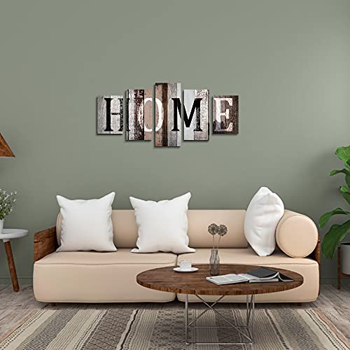Luduhu Home Sanctuary Canvas Print Wall Art - 5 Pieces Sweet Home Sign Wall Art, Black And White Home Quotes Painting, Modern Family Wall Decor (G,Oversize 40X20Inch) #TOP1