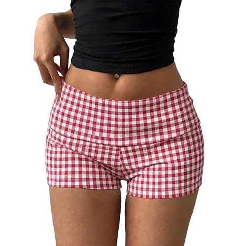 Rapbin Fold Over Shorts for Women Biker Yoga Gym Mini Shorts Y2K 1/2 Pack Casual Micro Bottoms Going Out