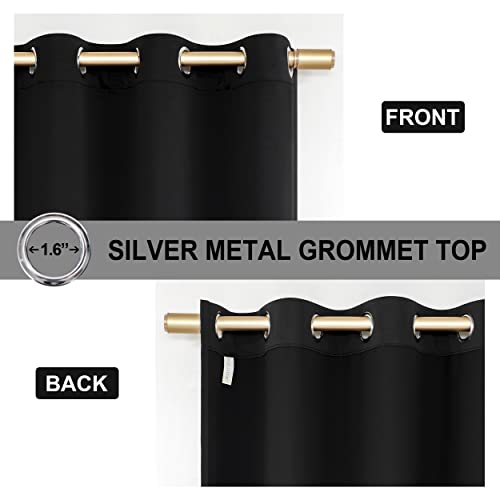 Rutterllow 2 Panels Full Light Blocking Curtains & Drapes For Bedroom - Two Layers With Black Liner Silver Metal Grommet Window Treatment Blackout Curtain(Black, 52 Inch Width X 63 Inch Length) #TOP7