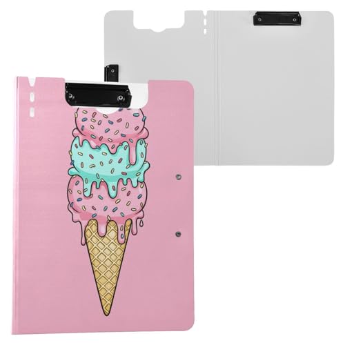 JUMBEAR Yummy - Portapapeles de helado A4 con clips dobles, tablero plegable con tapa, organizador personal ligero adecuado para hospitales, oficinas, escuelas, negocios, suministros de aula