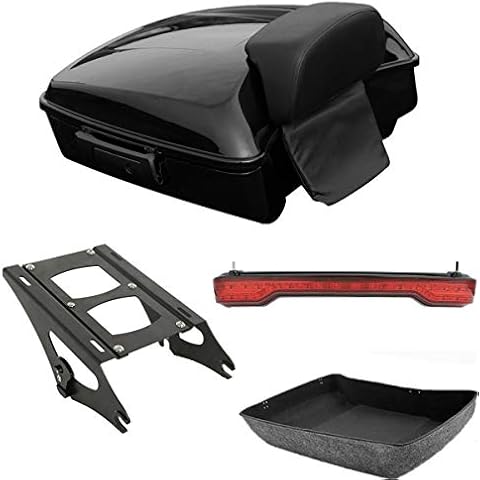 Green-L Chopped Tour Pack Trunk with Tail Light Backrest Pad Mount Rack Fit for Harley Touring Electra Street Road Glide 2014-2024 Cover