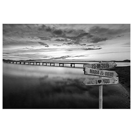 Cuadro Personalizado Multinombre | 5 Nombres | 40 x 30 cm | 100% a tu Gusto | Lona y Madera | Ideal para Sorprender a tu Familia | Excelente para Decorar el Salón