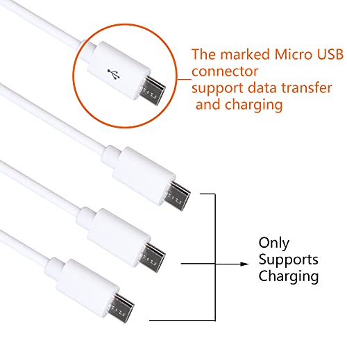 CERRXIAN 0.5m 4 in 1 Multi Micro USB Charging Y Cable, USB 2.0 A Male to 4 Micro USB Male Splitter Data Sync & Charging Cable(White)(4micro) - Thumbnail 2