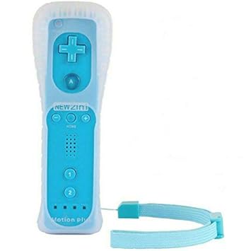 Built-in Motion Plus 2 in 1 Wireless Remote Controller Gamepad Joystick for Nintendo Wii/Wii U, w/Silicone Case & Hand Strap (Sky Blue)