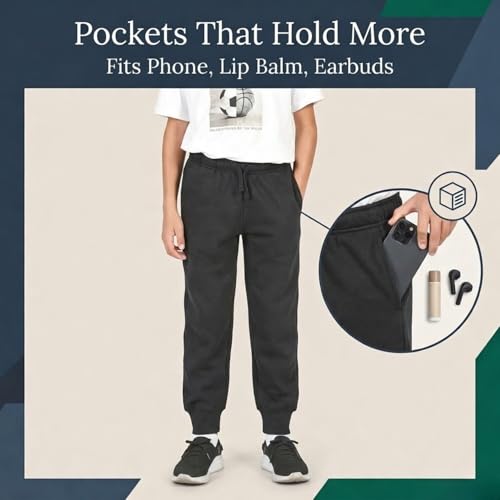 Image of EVERYDAY KIDS Girls' Cotton Fleece Sweatpants; Girls' Activewear Jogger Pants - Soft and Breathable Cotton /Poly Blend
