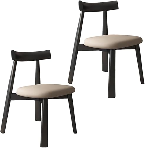 Miniatura 9 de YVYKFZD Sillas de comedor de madera maciza, sillas de cocina de mediados de siglo, silla de comedor sin brazos, silla tapizada de cuero, para Negro