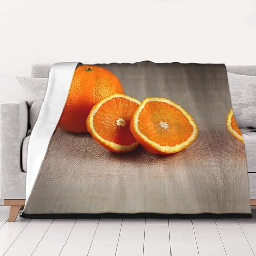 Couverture polaire orange en flanelle pelucheuse pour canapé et lit 152x203 cm - 2