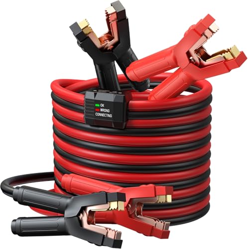 Jumper Cables, Heavy Duty Booster Cables 0 Gauge 25Feet (0AWG x 25Ft) 1000Amp with Goggles Cleaning Brush in Carry Bag