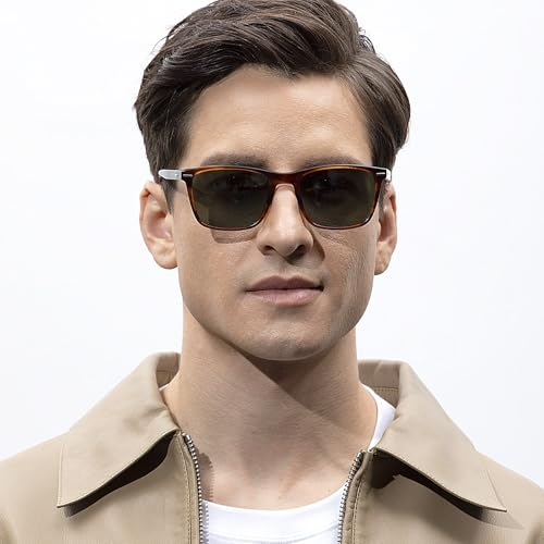 CARFIA Rectangle Polarized Sunglasses for Men UV400 Protection Narrow Face Lightweight Acetate Driving Glasses2