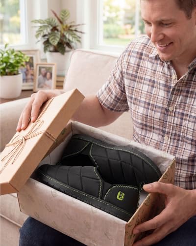 Image of LongBay Men's Outdoor Slippers Two Tone Indoor Bedroom House Shoes Gifts | Nylon Upper, Memory Foam Insole, Coral Fleece Lining, Slip On, Lightweight and Packable, Camping Garden, All-Season Wear