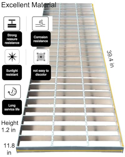 Image of Galvanized Steel Drain Grate, Driveway Channel Cover 40x12 in