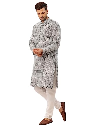 Image of Jompers Men's Embroidered Pure Cotton Kurta Pyjama Set.