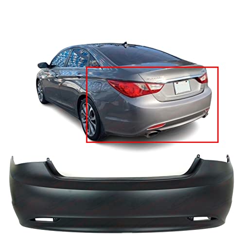 FitParts Compatible with Rear Bumper Cover Fascia 2011-2013 Hyundai Sonata GLS GL Limited SE 2.0T Sedan. New Primed Without Sensor Holes. HY1100175 866103Q000