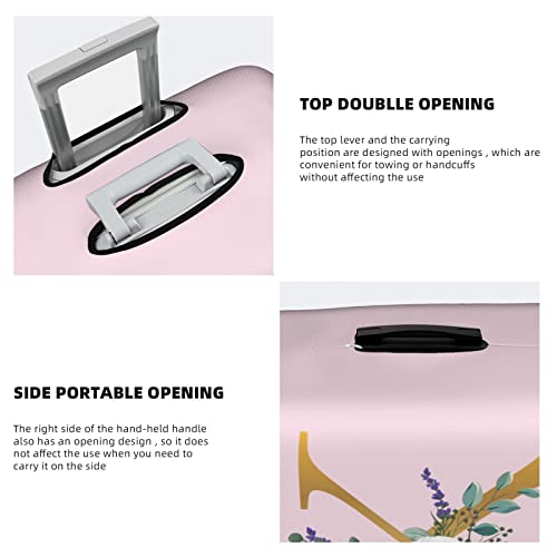 Flower Lette K Pink Luggage Cover Elastic Washable Stretch Suitcase Protector Anti-Scratch Travel Suitcase Cover for Kid and Adult L (25-28 inch suitcase)4