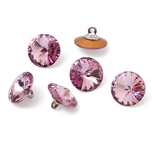 6-pcs 12mm Austria Crystal 1122 Rivoli Button with Shank, SW-1122BT (Light Amethyst)