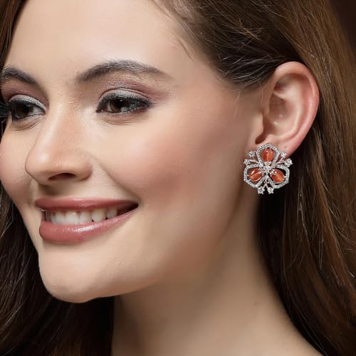 Image of Karatcart Women Green American Diamond Stud Earrings