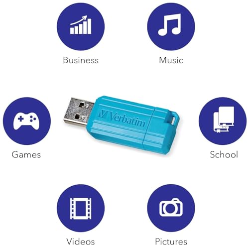Image of Verbatim 24337402 Pinstripe 32GB USB 2.0 Flash Drives 5 /Pack (70055)