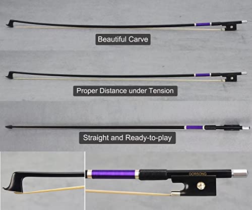Unique Carbon Fibre Violin Bow With Purple Crystal Full Size 4/4 Standard Weight Fiddle Bow Ebony Frog Mongolian Horsehair #TOP4