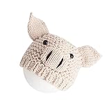 Kisangel Newborn Knitted Hat Baby Photography Photo Props Cartoon Pig Crocheted Hat Outfits,Beige