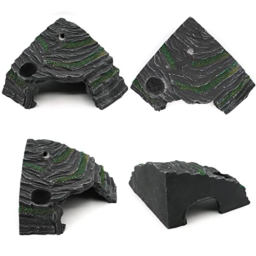 Nomal Reptile Hideout Large Reptile Rock Hide Cave Turtle Basking Platform Shelter For Lizard Bearded Dragons Reptile Amphibian Terrarium Habitat Decor, Black #TOP6